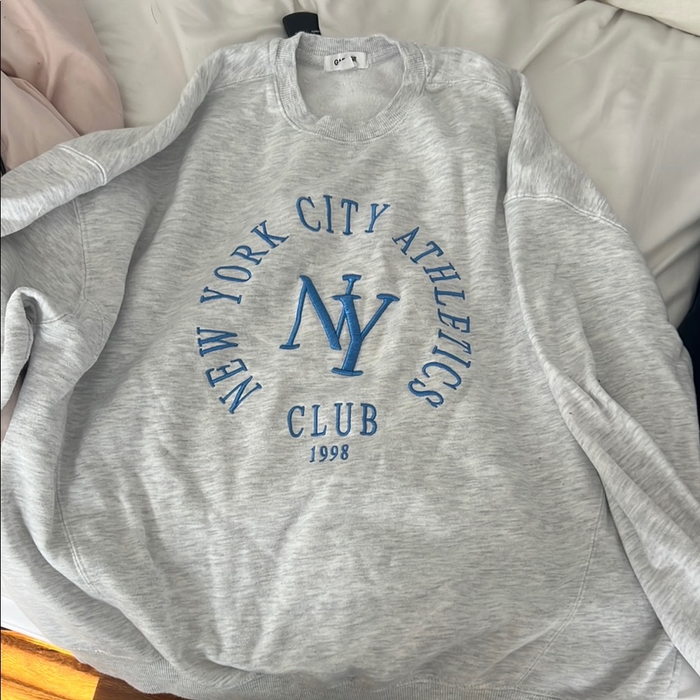 Garage Crewneck Sweater in Gray and Blue